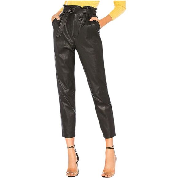 Lovers + Friends Revolve Black High Rise Leather Pants Size XS Retail $314 Moto